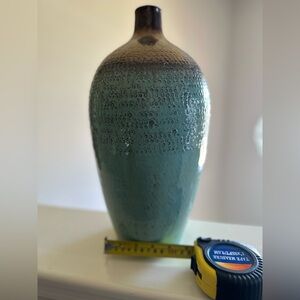 Elegant Turquoise Green, Bronze and Copper Textured Vase